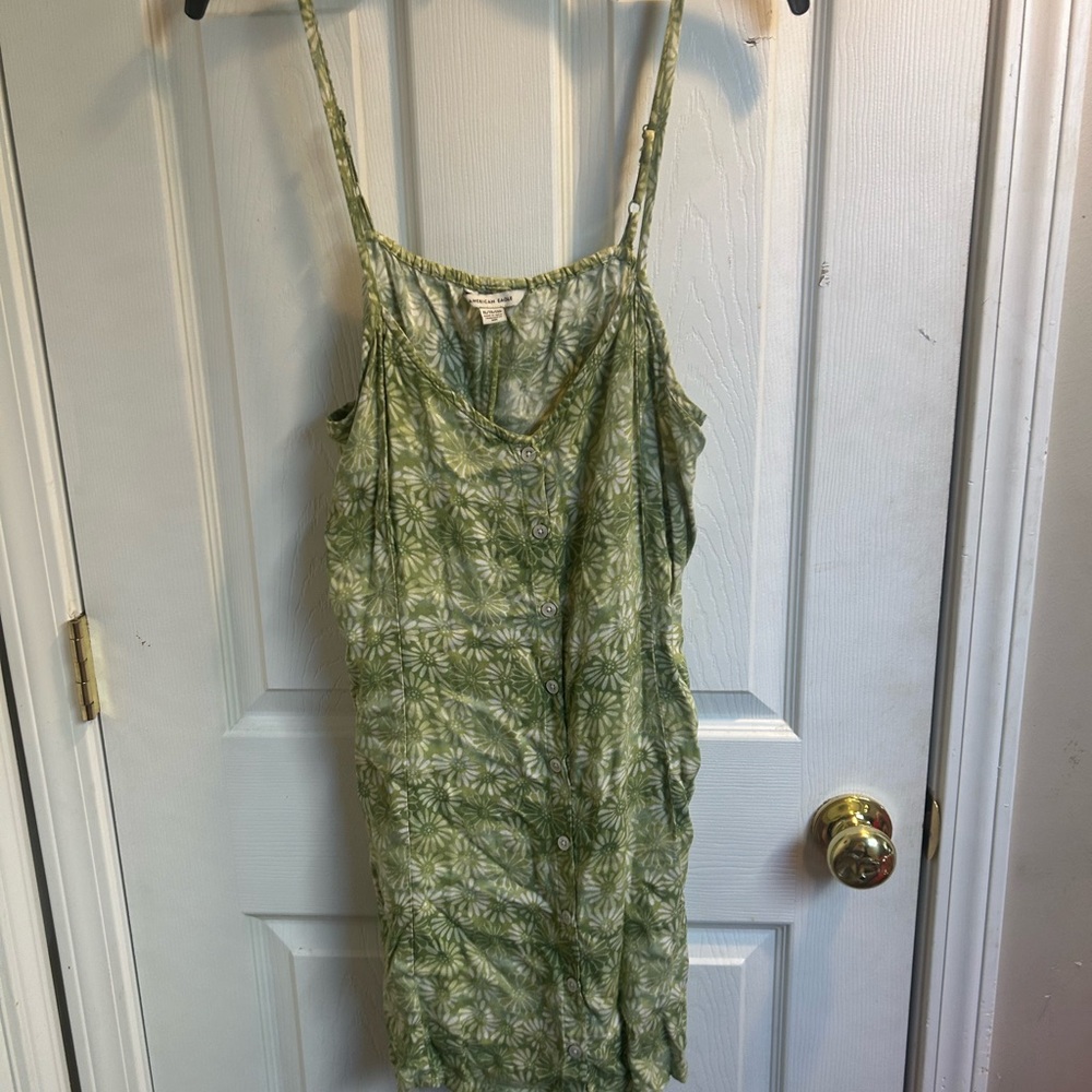Green Flower Print Dress